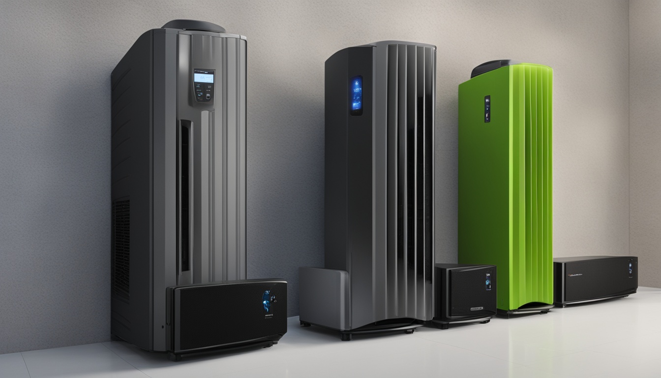 An image comparing the noise levels of the top 7 quietest energy efficient smart ACs for bedrooms in India. Show each AC unit lined up next to each other, with accompanying sound waves indicating the decibel level emitted by each unit. Use a colour-coded key to distinguish between the different AC models and highlight the quietest one with a green checkmark. Emphasize the importance of a peaceful night's sleep and energy efficiency in choosing the best AC for your bedroom.