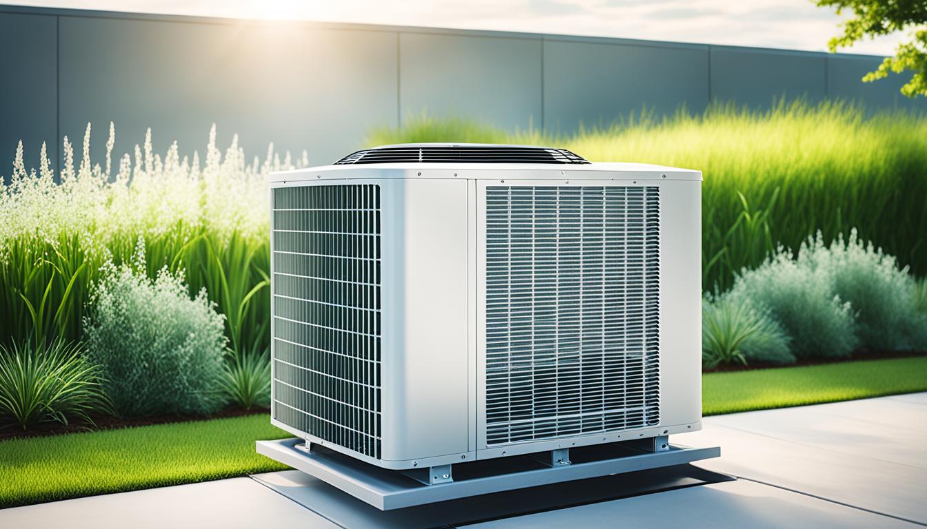 An image on how to choose an energy efficient smart AC is that of a sleek, modern air conditioning unit that appears eco-friendly and energy-efficient. The unit has a minimal design, clean lines and a neutral colour palette. The background is a serene nature scene, such as a sunny sky and grassy field, to reinforce the idea of environmental responsibility. The image emphasizes the unit's smart features, such as connectivity to mobile devices and voice assistants, to show how it optimizes energy usage in real time. Overall, the image conveys a sense of advanced technology that aligns with eco-conscious values.